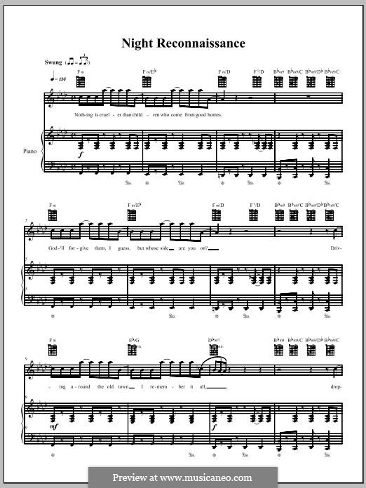 Night Reconnaissance (The Dresden Dolls): For voice and piano (or guitar) by Amanda Palmer