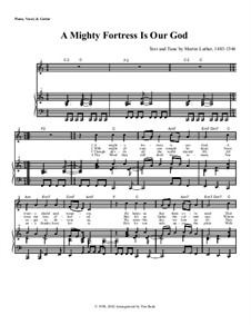A Mighty Fortress Is Our God: Piano-vocal score (isorhythmic melody) by Martin Luther