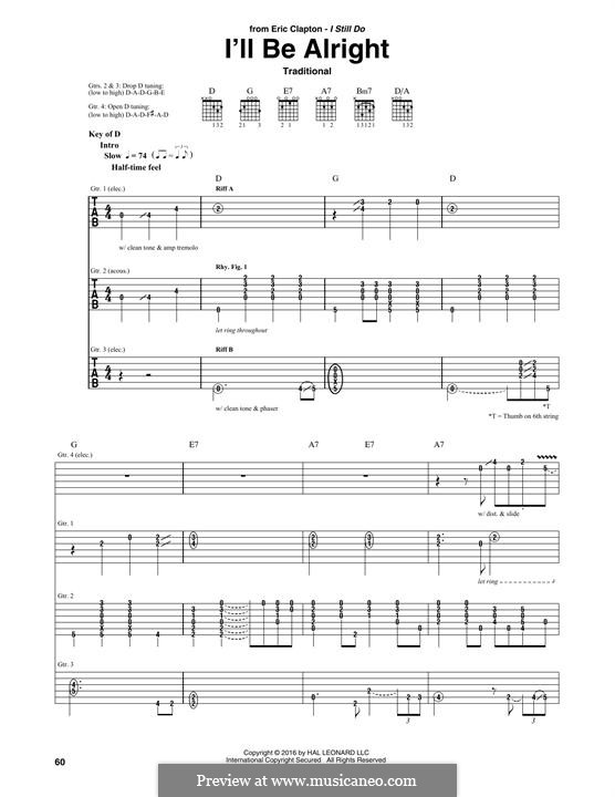 I'll Be Alright: For guitar with tab by folklore