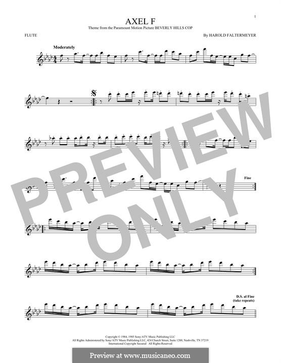 Axel F (from Beverley Hills Cop): For flute by Harold Faltermeyer