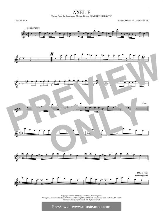 Axel F (from Beverley Hills Cop): For tenor saxophone by Harold Faltermeyer