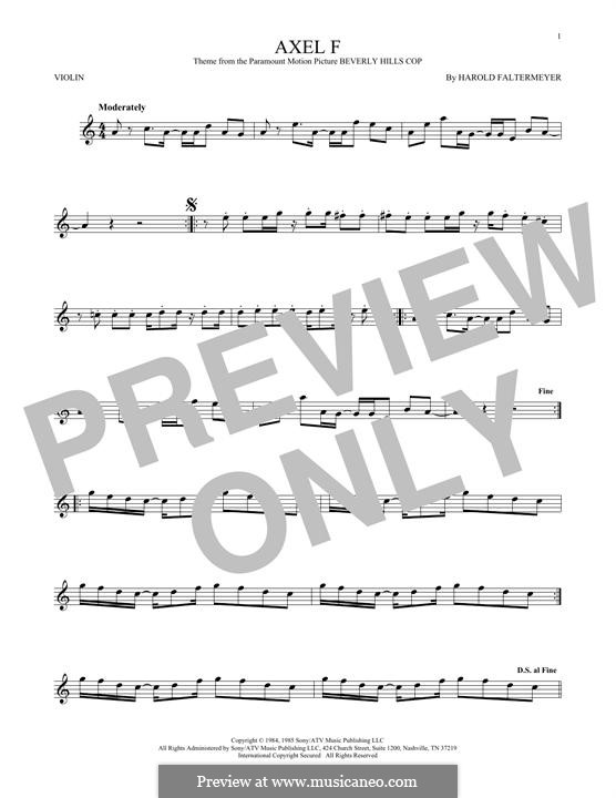 Axel F (from Beverley Hills Cop): For violin by Harold Faltermeyer
