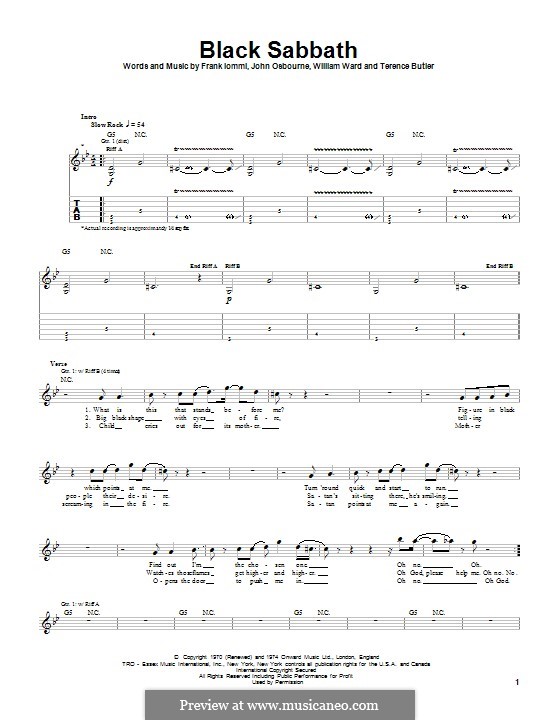 BLACK SABBATH バンドスコア Black Sabbath by G. Butler, Ozzy Osbourne, Tony Iommi, Bill Ward