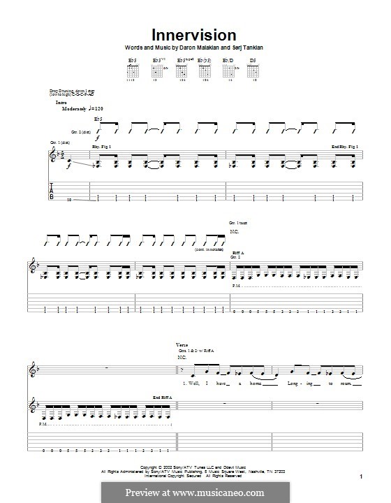 Innervision (System of a Down): For guitar with tab by Daron Malakian, Serj Tankian