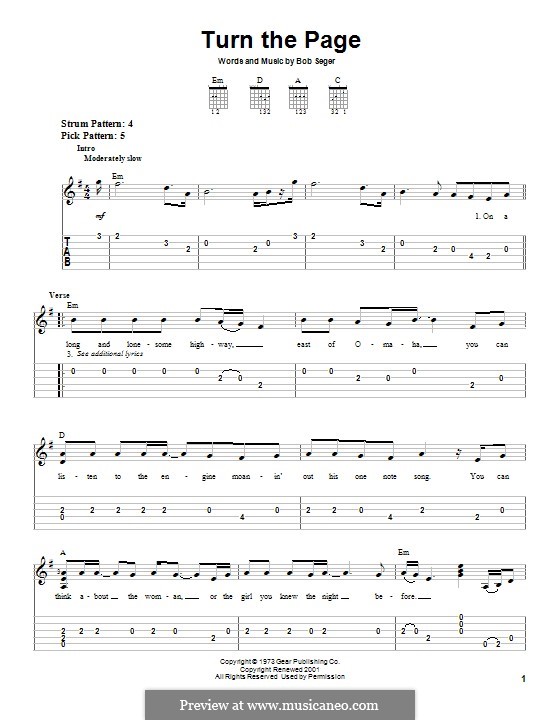 Turn the Page: For guitar with tab by Bob Seger