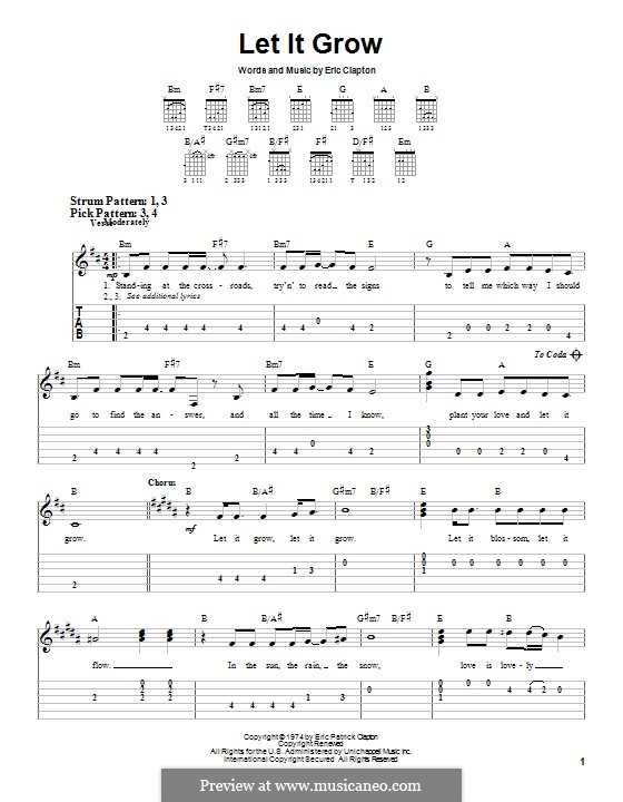 Let It Grow: For guitar with tab by Eric Clapton