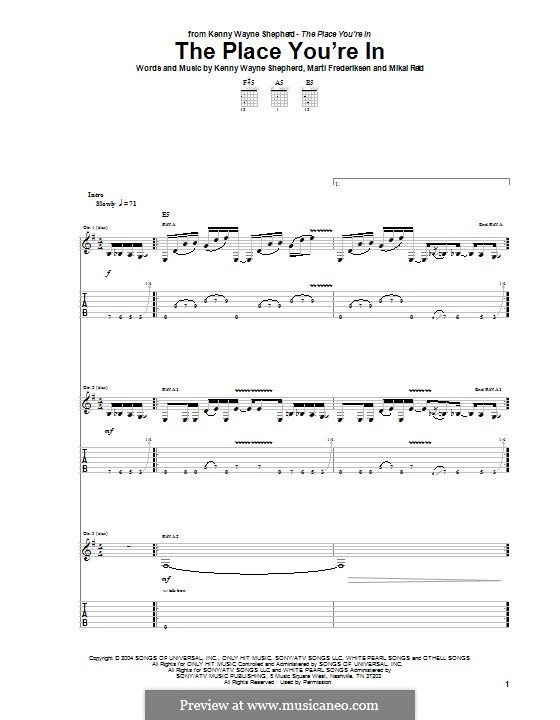 The Place You're in: For guitar with tab by Martin Frederiksen, Kenny Wayne Shepherd