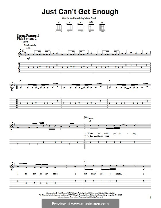 Just Can't Get Enough (Depeche Mode): For guitar with tab by Vince Clarke