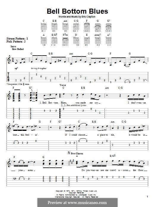 Bell Bottom Blues (Derek and The Dominos): For guitar with tab by Eric Clapton