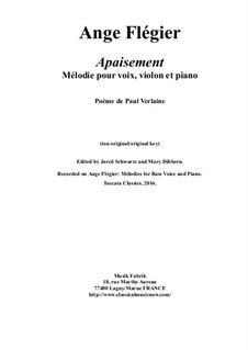 Apaisement: For medium voice, violin and piano by Ange Flégier