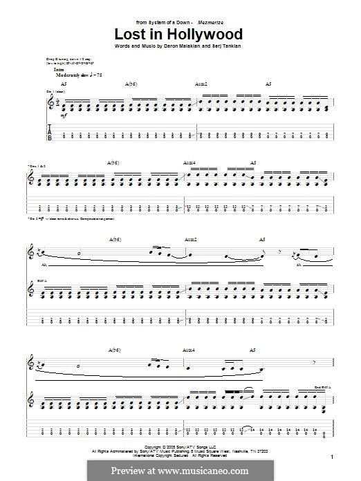 Lost in Hollywood (System of a Down): For guitar with tab by Daron Malakian, Serj Tankian