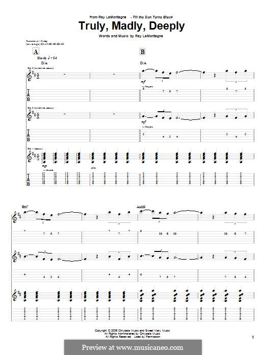 Truly, Madly, Deeply: For guitar with tab by Ray LaMontagne
