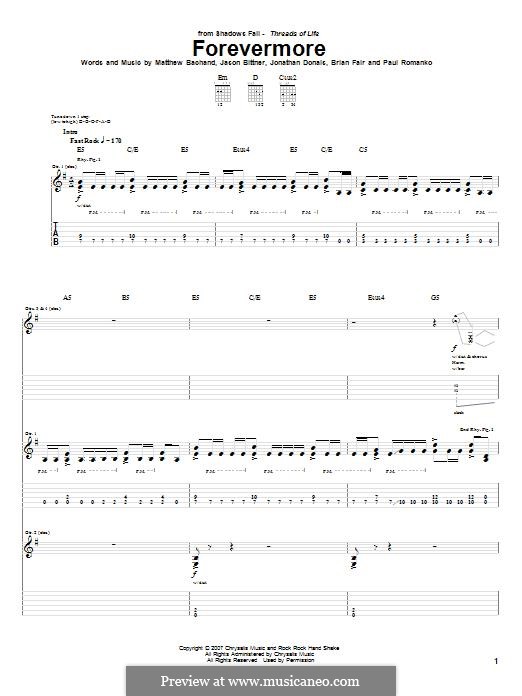 Forevermore (Shadows Fall): For guitar with tab by Brian Fair, Jason Bittner, Jonathan Donais, Matthew Bachand, Paul Romanko