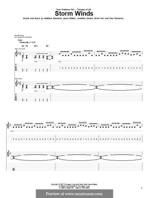 Storm Winds (Shadows Fall): For guitar with tab by Brian Fair, Jason Bittner, Jonathan Donais, Matthew Bachand, Paul Romanko