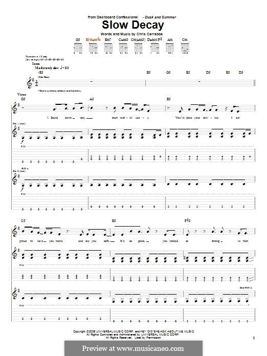 Slow Decay (Dashboard Confessional): For guitar with tab by Chris Carrabba