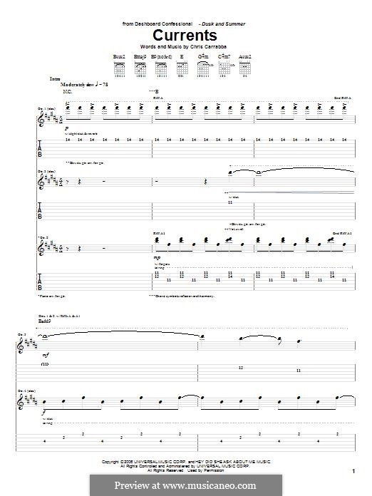 Currents (Dashboard Confessional) by C. Carrabba sheet music on MusicaNeo