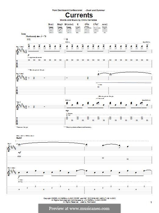 Currents (Dashboard Confessional): For guitar with tab by Chris Carrabba