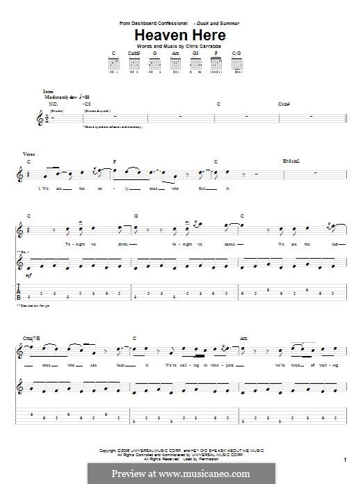 Heaven Here (Dashboard Confessional): For guitar with tab by Chris Carrabba