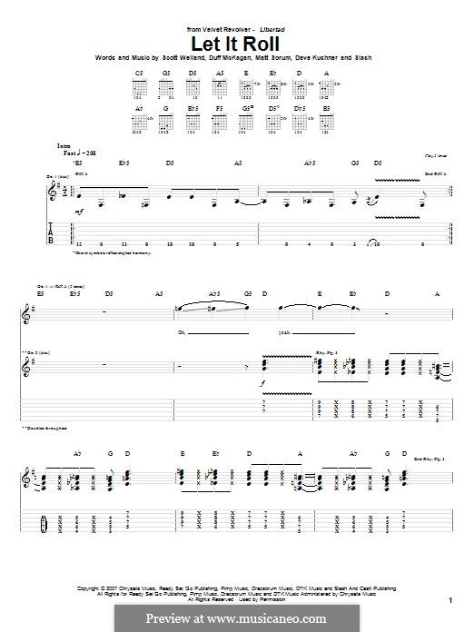 Let It Roll (Velvet Revolver): For guitar with tab by Slash, David Kushner, Duff McKagan, Matt Sorum, Scott Weiland