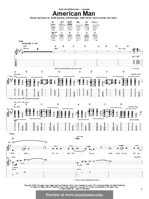 American Man (Velvet Revolver): For guitar with tab by Slash, David Kushner, Duff McKagan, Matt Sorum, Scott Weiland