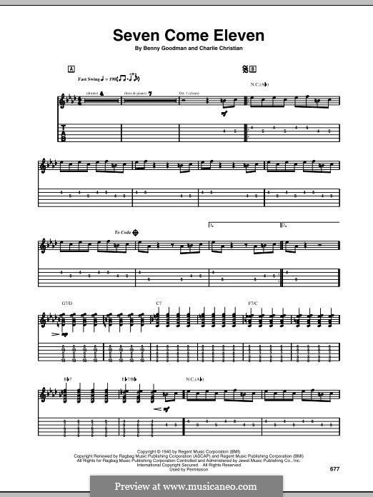 Seven Come Eleven: For guitar with tab by Benny Goodman, Charlie Christian