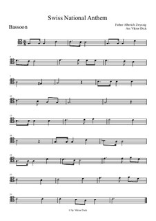 Schweizer Psalm (Swiss National Anthem): For bassoon by Alberich Zwyssig