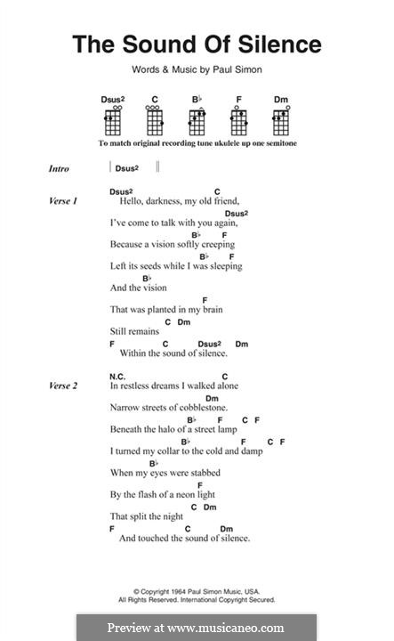 The Sound of Silence (Simon & Garfunkel): Lyrics and chords by Paul Simon