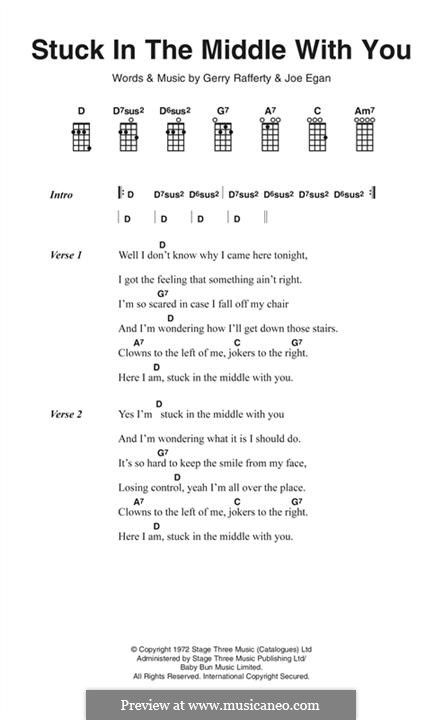 Stuck in the Middle with You (Stealers Wheel): Lyrics and chords by Gerry Rafferty, Joe Egan