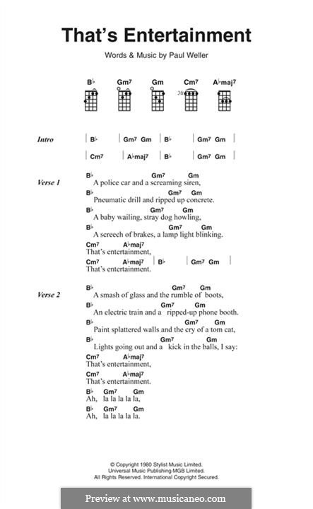 That's Entertainment (The Jam): Lyrics and chords by Paul Weller