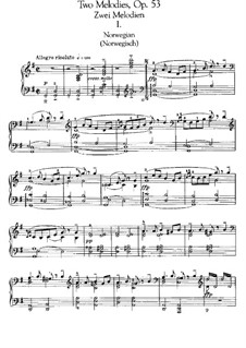 Two Melodies for String Orchestra, Op.53: Version for piano by Edvard Grieg