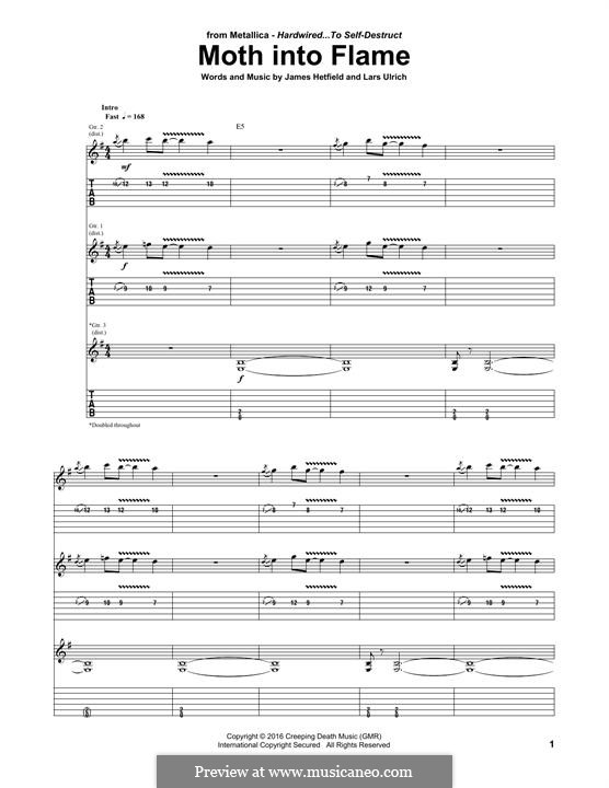 Moth Into Flame (Metallica): For guitar with tab by James Hetfield, Lars Ulrich