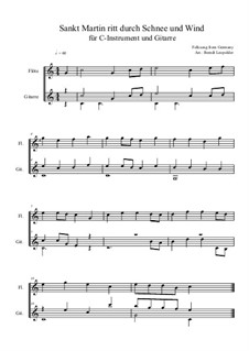 Sankt Martin ritt durch Schnee und Wind: For C-instrument and guitar (C Major) by folklore