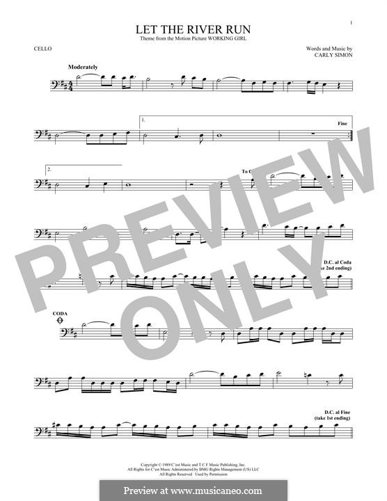 Let the River Run: For cello by Carly Simon
