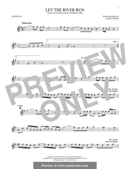 Let the River Run: For tenor saxophone by Carly Simon
