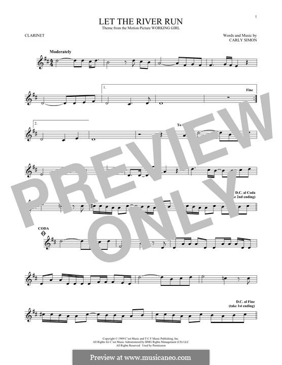 Let the River Run: For clarinet by Carly Simon