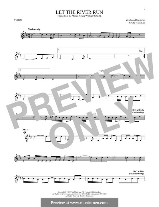 Let the River Run: For violin by Carly Simon