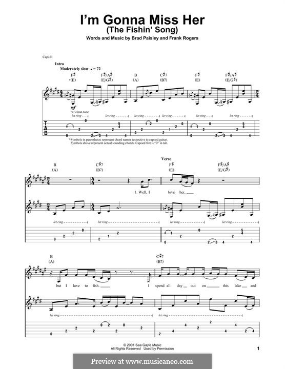 I'm Gonna Miss Her (The Fishin' Song): For guitar with tab by Frank Rogers