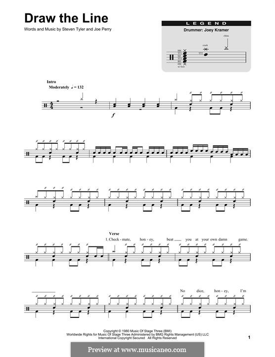 Draw the Line (Aerosmith): Drum set by Joe Perry, Steven Tyler
