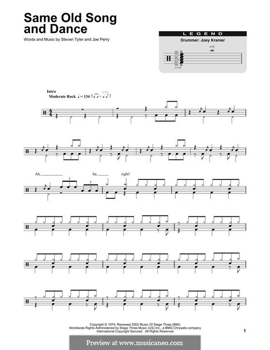 Same Old Song & Dance (Aerosmith): Drum set by Joe Perry, Steven Tyler