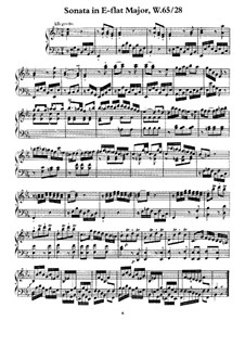 Sonata for Keyboard in E Flat Major, H 78 Wq 65:28: For a single performer by Carl Philipp Emanuel Bach