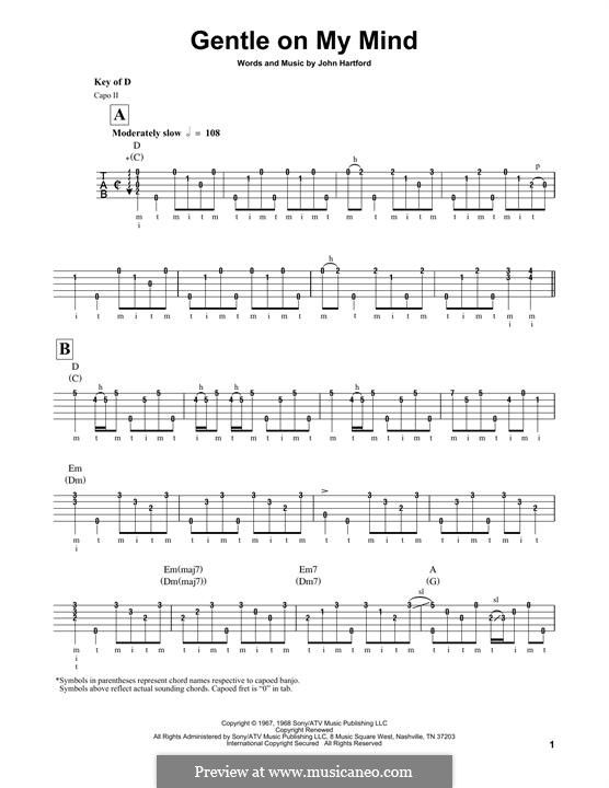 Gentle On My Mind: For banjo by John Hartford