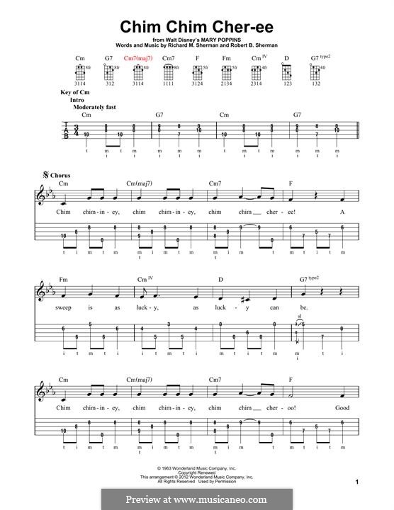 Chim Chim Cher-ee (from Mary Poppins): For banjo by Richard M. Sherman, Robert B. Sherman