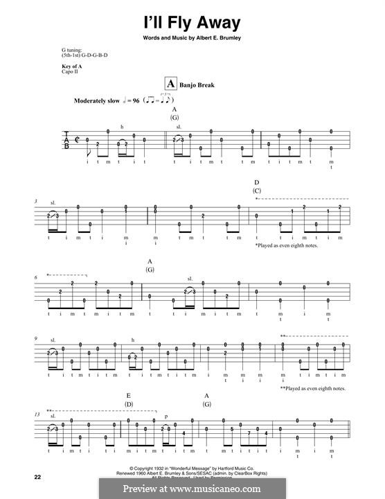 I'll Fly Away: For banjo by Albert E. Brumley