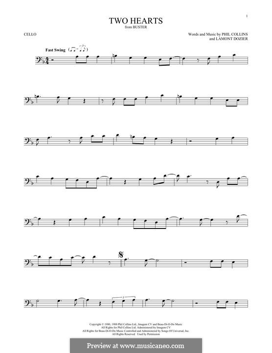Two Hearts (Phil Collins): For cello by Lamont Dozier