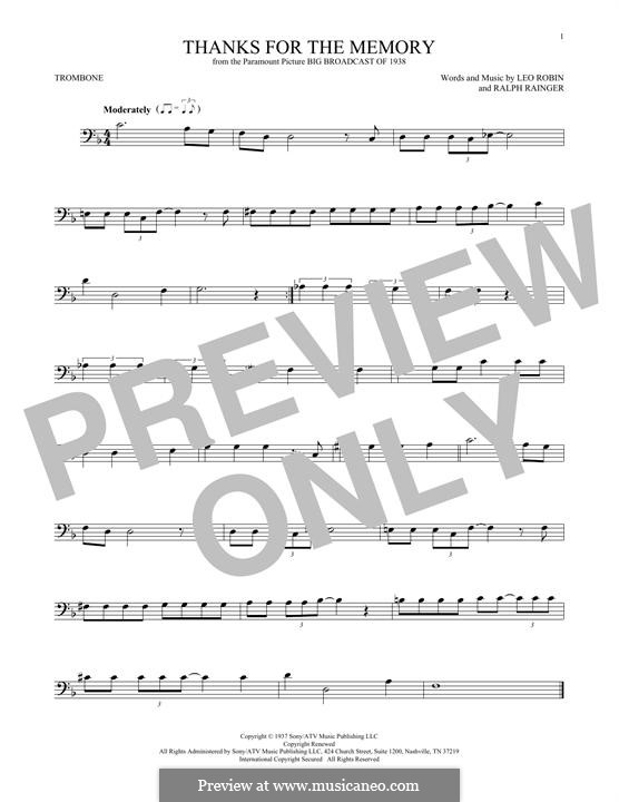 Thanks for the Memory: For trombone by Ralph Rainger