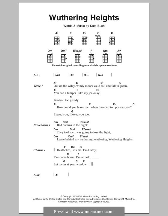 Wuthering Heights: Lyrics and chords by Kate Bush