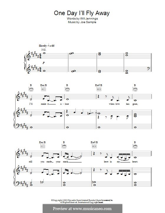 One Day I'll Fly Away (Randy Crawford): For voice and piano or guitar (Vaults) by Joe Sample