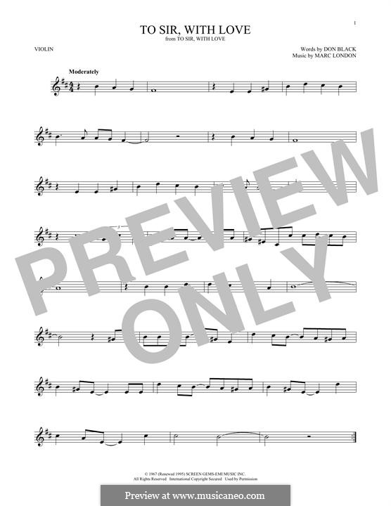 To Sir, with Love: For violin by Marc London
