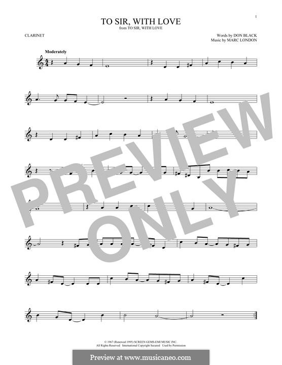 To Sir, with Love: For clarinet by Marc London