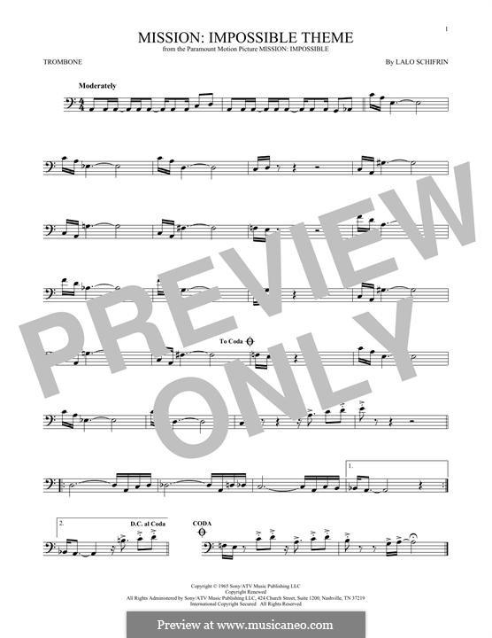 Mission: Impossible Theme: For trombone by Lalo Schifrin